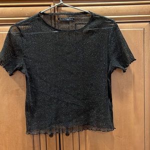 Brandy Melville sheer sparkly top Os